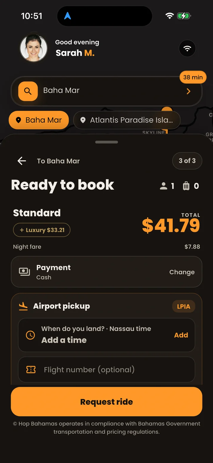 HOP app: confirm your ride with the price shown before you book